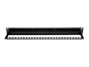 Tripp 24-Port Cat6 Cat5 Patch Panel Feed Through Rackmount 568A/B RJ45 1URM TAA - Patch Panel - geeignet für Wandmontage - CAT 6 - Schwarz - 1U - 48.3 cm (19")