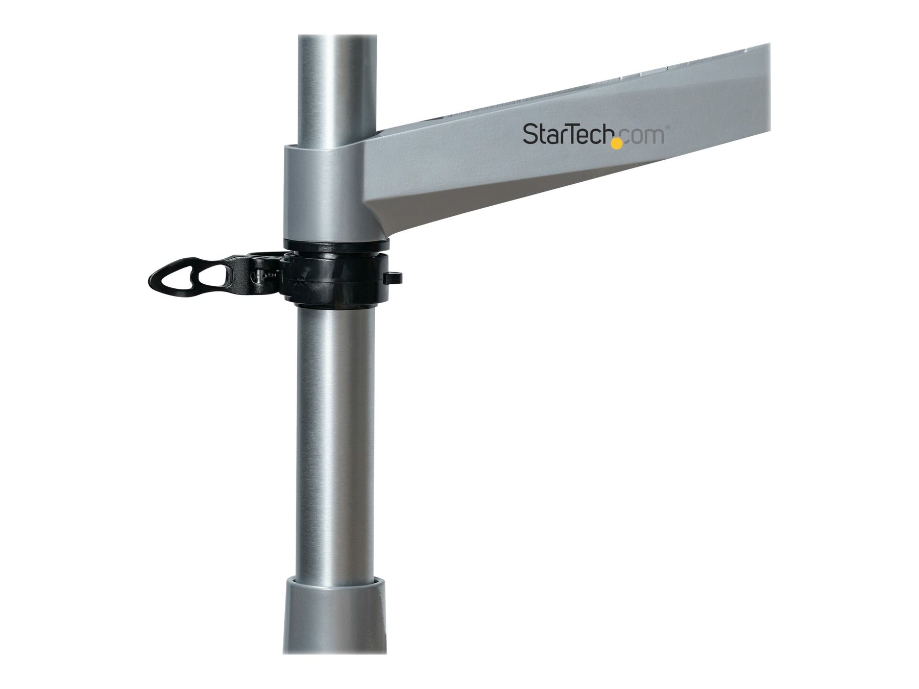 StarTech.com Desk Mount Monitor Arm, VESA or Apple iMac/Thunderbolt Display up to 14kg, Articulating Height Adjustable Single Desktop Monitor Pole Mount, Desk Clamp or Grommet, Silver - Small Footprint Design (ARMPIVOTB2)