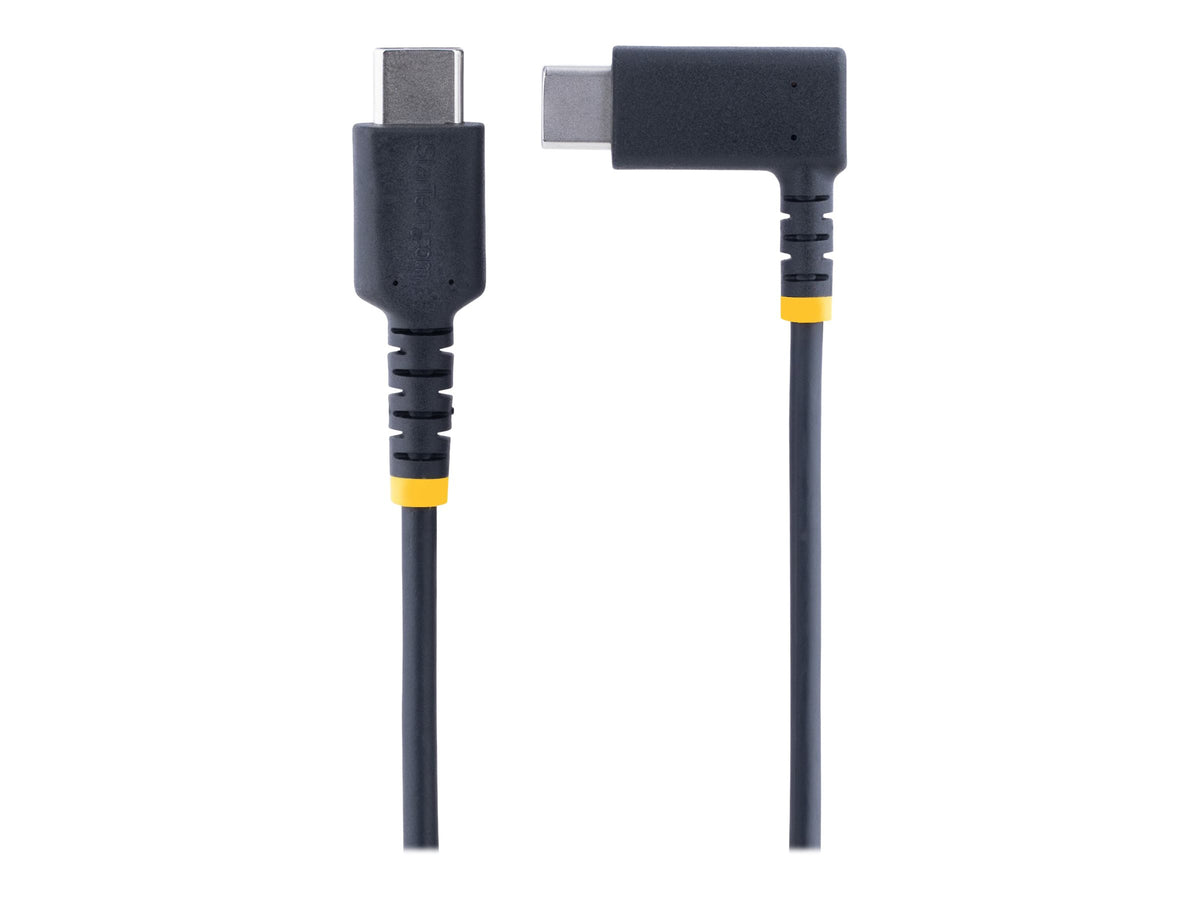 StarTech.com 1ft (30cm) USB C Charging Cable Right Angle, 60W PD 3A, Heavy Duty Fast Charge USB-C Cable, USB 2.0 Type-C, Durable and Rugged Aramid Fiber, S20/iPad/Pixel - High Quality USB Charging Cord (R2CCR-30C-USB-CABLE)