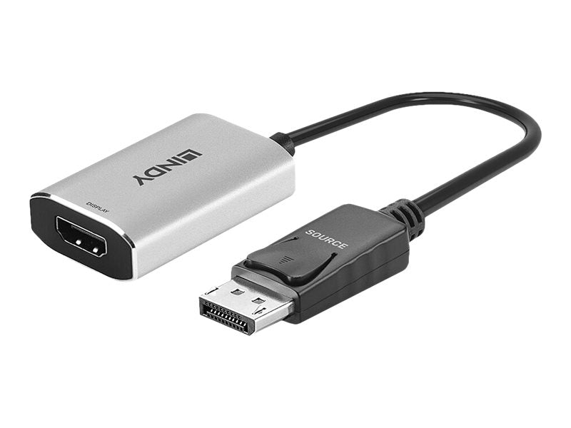 Lindy Adapterkabel - USB-C (nur Spannung), DisplayPort zu HDMI weiblich - 11 cm - Grau - USB-Strom, aktiver Signalwandler, unterstützt 8K 60 Hz (7680 x 4320)