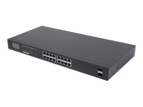 Intellinet 16-Port Gigabit Ethernet PoE+ Switch with 2 SFP Ports, LCD Display, IEEE 802.3at/af Power over Ethernet (PoE+/PoE)