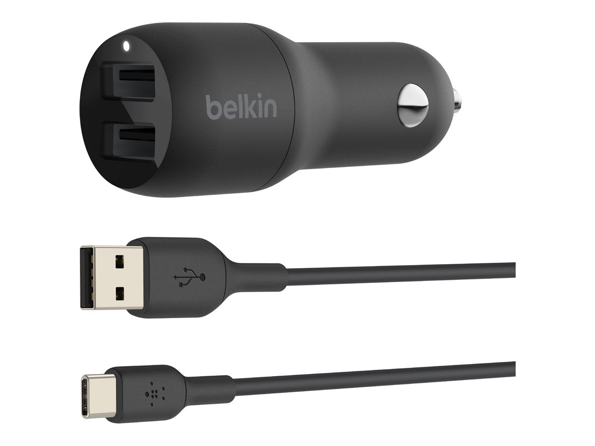 Belkin BoostCharge Dual Charger - Auto-Netzteil - 24 Watt - 4.8 A - 2 Ausgabeanschlussstellen (USB)