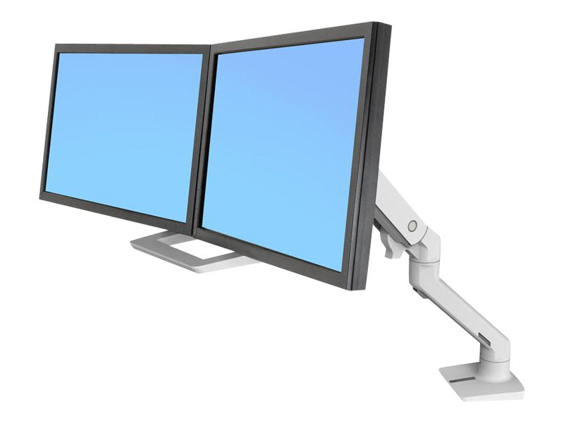 Ergotron HX Desk Dual Monitor Arm - Befestigungskit (Griff, Gelenkarm, Spannbefestigung für Tisch, Tischplattenbohrung, 2 Drehgelenke, Befestigungsteile, Scharnier, Verlängerungsteil)