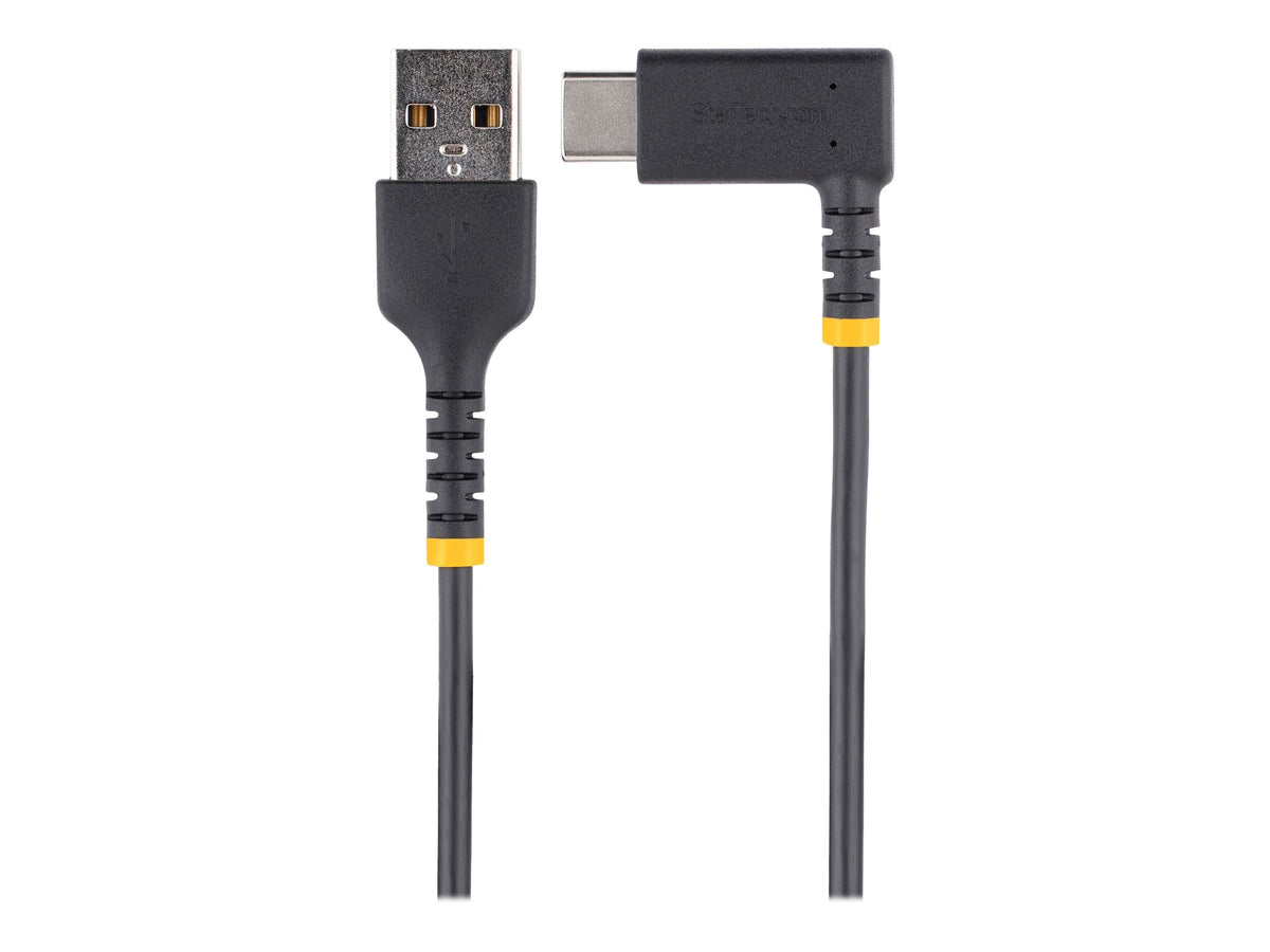 StarTech.com 6in (15cm) USB A to C Charging Cable Right Angle, Heavy Duty Fast Charge USB-C Cable, USB 2.0 A to Type-C, Durable and Rugged Aramid Fiber, 3A, S20/iPad/Pixel - High Quality Short USB Charging Cord (R2ACR-15C-USB-CABLE)