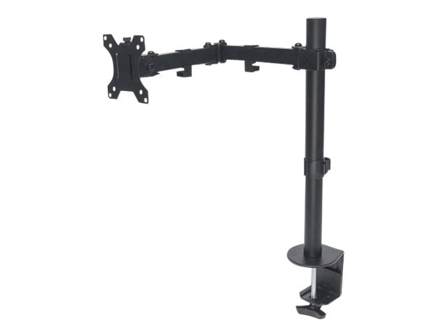 Manhattan TV & Monitor Mount, Desk, Full Motion, 1 screen, Screen Sizes: 10-27", Black, Clamp Assembly, VESA 75x75 to 100x100mm, Max 8kg, Lifetime Warranty - Befestigungskit - für LCD-Display - Stahl - Schwarz - Bildschirmgröße: 33-81.3 cm (13"-32")