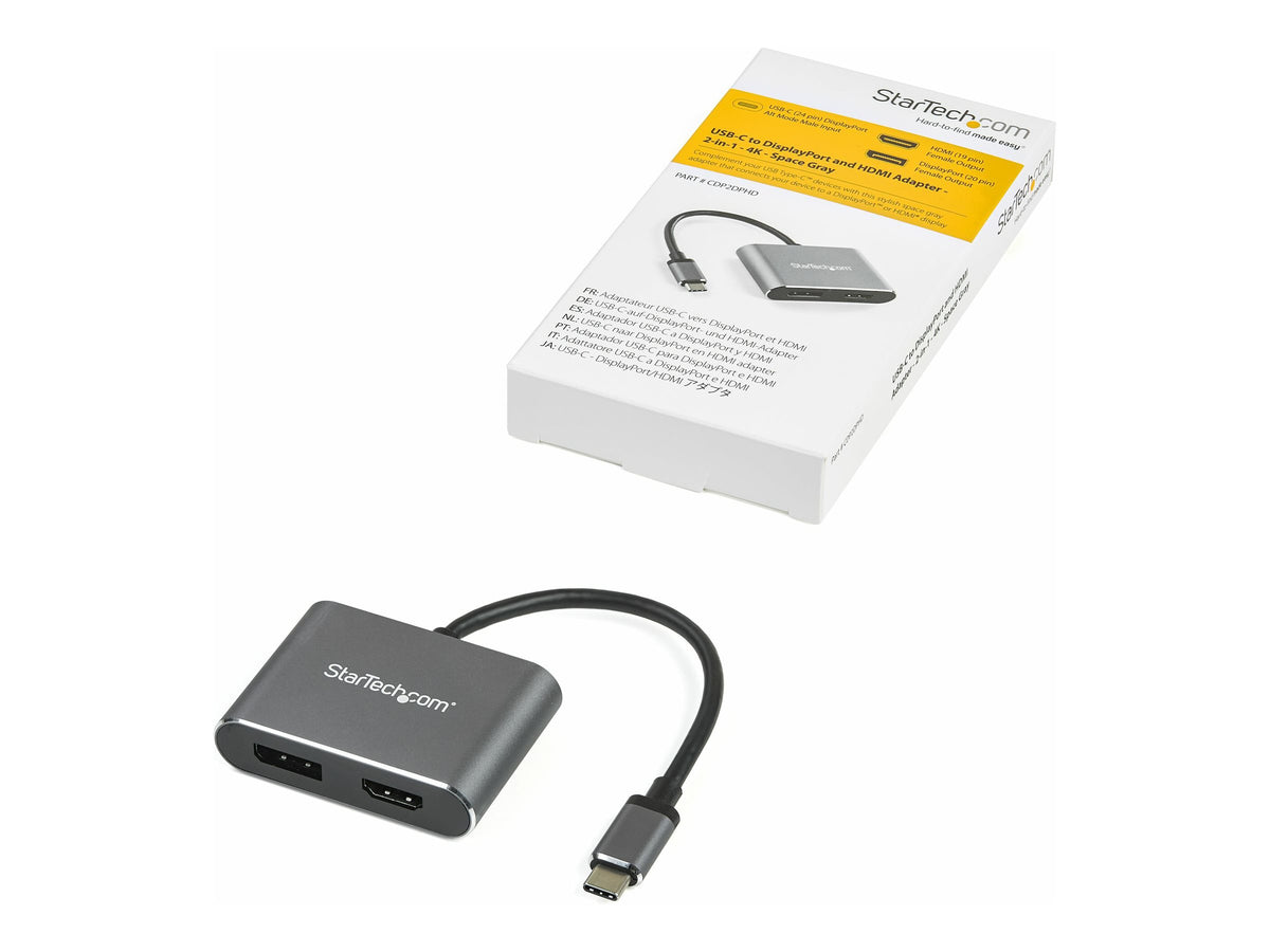 StarTech.com CDP2DPHD USB-C-Multiport Adapter (4K 60Hz UHD, 2-in-1 USB Typ C auf HDMI/DP Display oder Monitor)