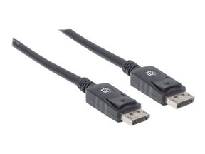 Manhattan DisplayPort 1.2 Cable, 4K@60hz, 3m, Male to Male, Equivalent to Startech DISPL3M, With Latches, Fully Shielded, Black, Lifetime Warranty, Polybag - DisplayPort-Kabel - DisplayPort (M)