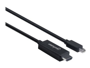 Manhattan Mini DisplayPort 1.1 to HDMI Cable, 1080p@60Hz, 1.8m, Male to Male, Black, Three Year Warranty, Polybag