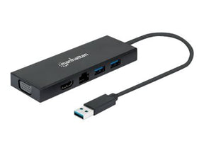 Manhattan USB-A Dock/Hub - Ports (x5): Ethernet, HDMI, USB-A (x2)