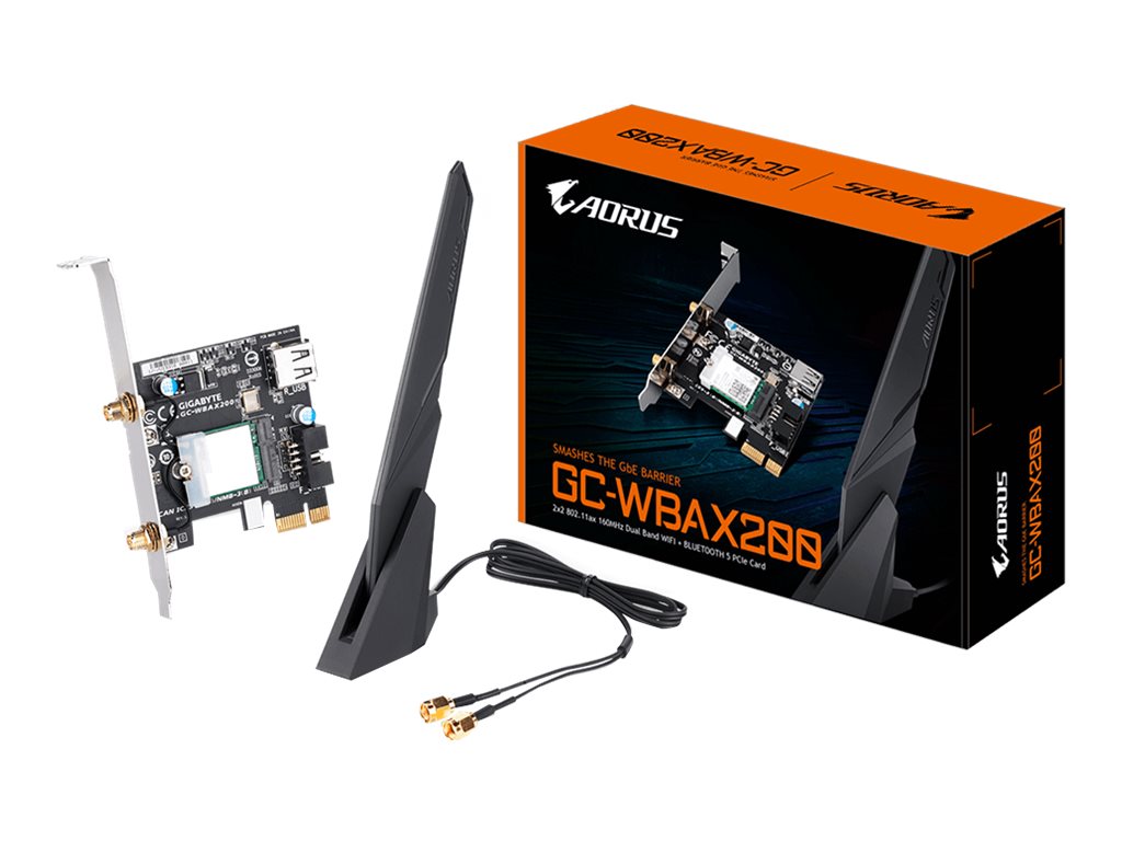 Gigabyte GC-WBAX200 - Netzwerkadapter - PCIe - 802.11a, 802.11b/g/n, 802.11ac Wave 2, Bluetooth 5.0, 802.11ax (Wi-Fi 6)