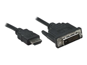 Manhattan HDMI to DVI-D 24+1 Cable, 1m, Male to Male, Black, Dual Link, Compatible with DVD-D, Lifetime Warranty, Polybag