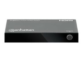 Manhattan HDMI Switch 2-Port, 8K@60Hz, Connects x2 HDMI sources to x1 display, Automatic Switching, Includes Micro-USB to USB-A power cable, Black, Three Year Warranty, Blister