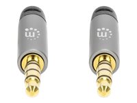 Manhattan Stereo Audio 3.5mm Cable, 5m, Male/Male, Slim Design, Black/Silver, Premium with 24 karat gold plated contacts and pure oxygen-free copper (OFC)