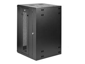 StarTech.com 18U 19" Wall Mount Network Cabinet, 16" Deep Hinged Locking IT Network Switch Depth Enclosure, Assembled Vented Computer Equipment Data Rack with Shelf & Flexible Side Panels - 18U Vented Cabinet (RK1820WALHM)