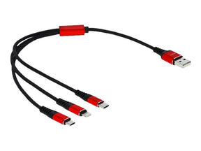 Delock 3 in 1 - Kabel nur zum Laden - USB männlich zu Micro-USB Typ B, Lightning, 24 pin USB-C männlich