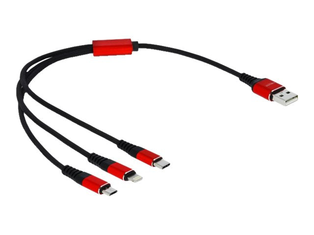 Delock 3 in 1 - Kabel nur zum Laden - USB männlich zu Micro-USB Typ B, Lightning, 24 pin USB-C männlich