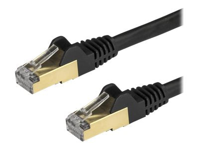 StarTech.com 1.5m CAT6A Ethernet Cable, 10 Gigabit Shielded Snagless RJ45 100W PoE Patch Cord, CAT 6A 10GbE STP Network Cable w/Strain Relief, Black, Fluke Tested/UL Certified Wiring/TIA - Category 6A - 26AWG (6ASPAT150CMBK)