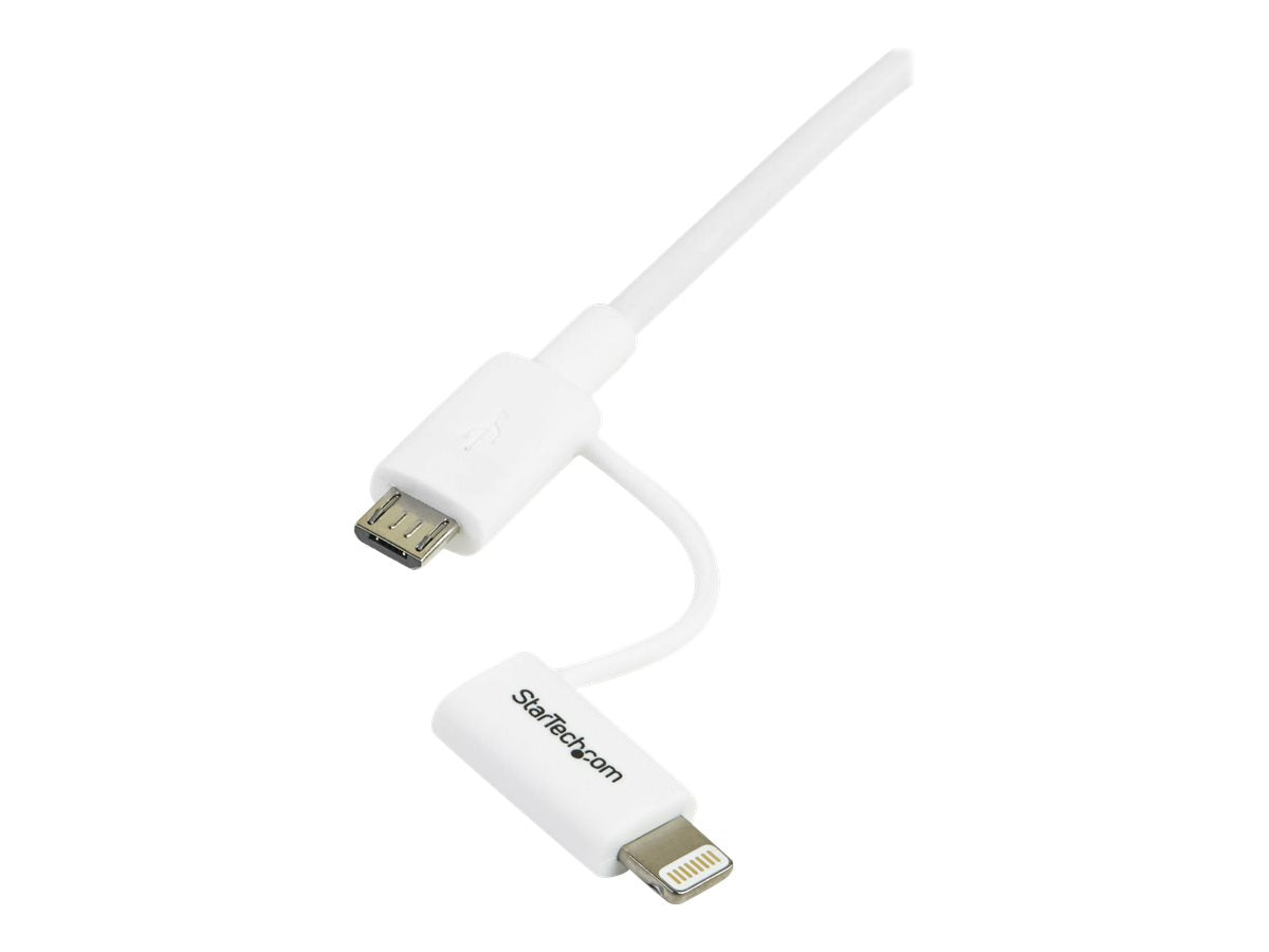 StarTech.com 1m Apple Lightning oder Micro USB auf USB Kabel für iPhone / iPad / iPod - Lade- / Sync-Kabel Apple MiFi Zertifiziert - Weiß - Lade-/Datenkabel - USB (M)