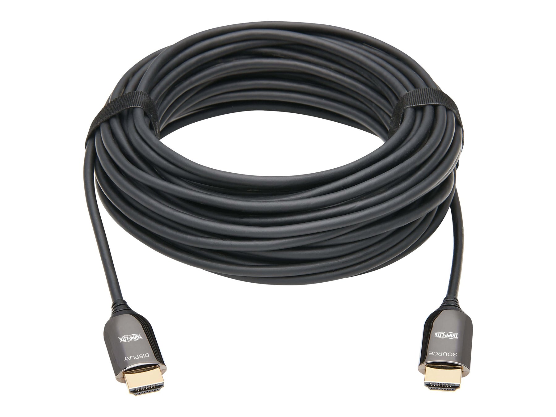 Tripp Fiber Active Optical Cable (AOC) 8K HDMI Plenum-Rated - UHD @ 60 Hz, HDR, M/M, Black, 15 m - Ultra High Speed - HDMI-Kabel mit Ethernet - HDMI männlich zu HDMI männlich - 15 m - Schwarz - Plenum, Active Optical Cable (AOC)