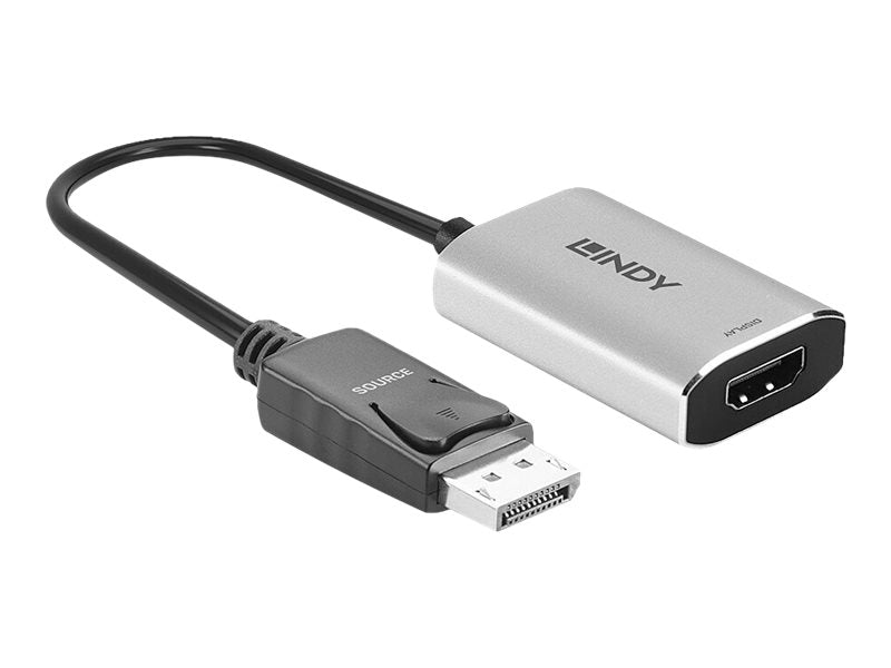 Lindy Adapterkabel - USB-C (nur Spannung), DisplayPort zu HDMI weiblich - 11 cm - Grau - USB-Strom, aktiver Signalwandler, unterstützt 8K 60 Hz (7680 x 4320)