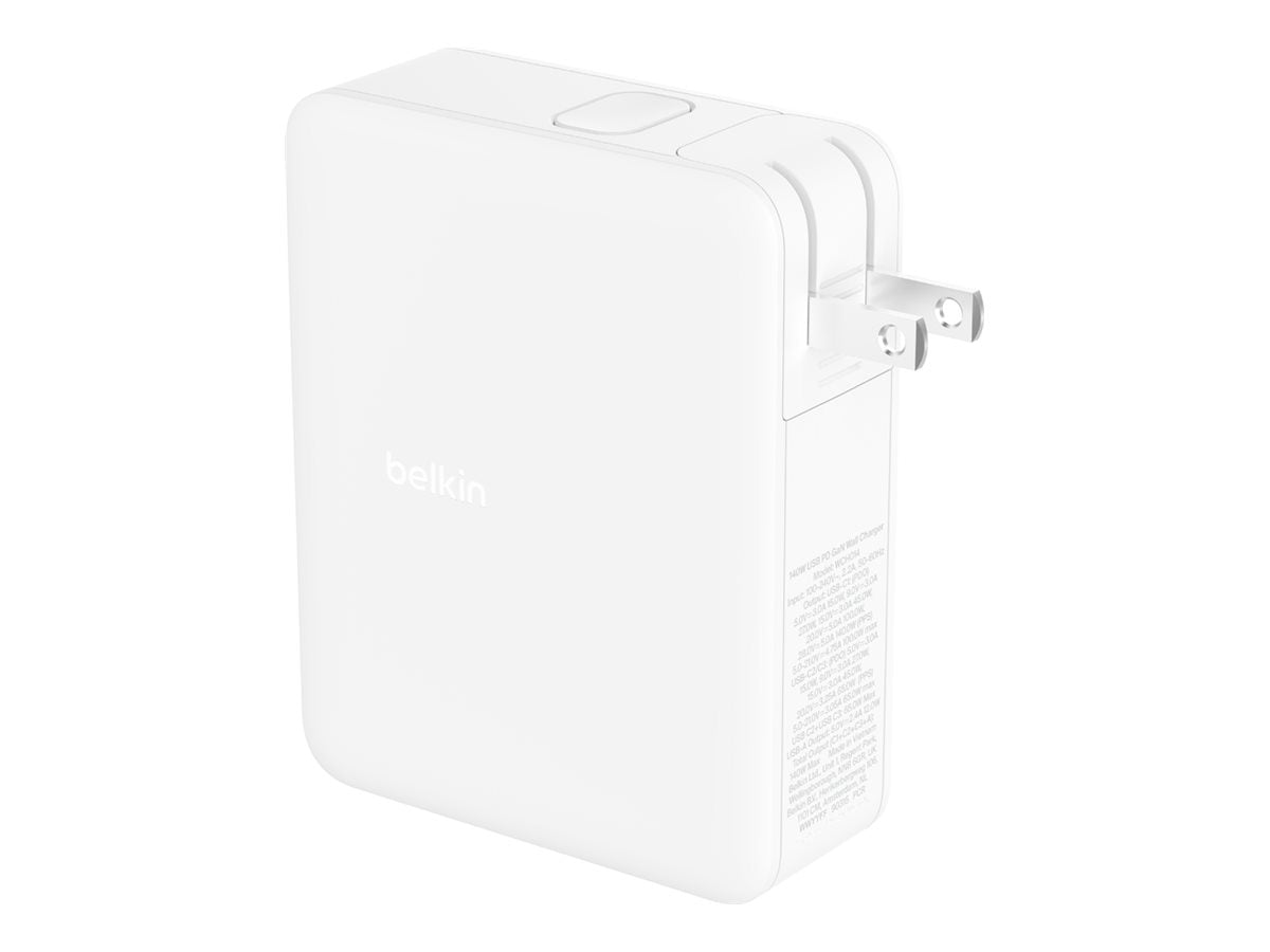 Belkin BoostCharge Pro - Netzteil - GaN-Technologie - 140 Watt - Fast Charge, Power Delivery 3.1 - 4 Ausgabeanschlussstellen (USB, 3 x USB-C)