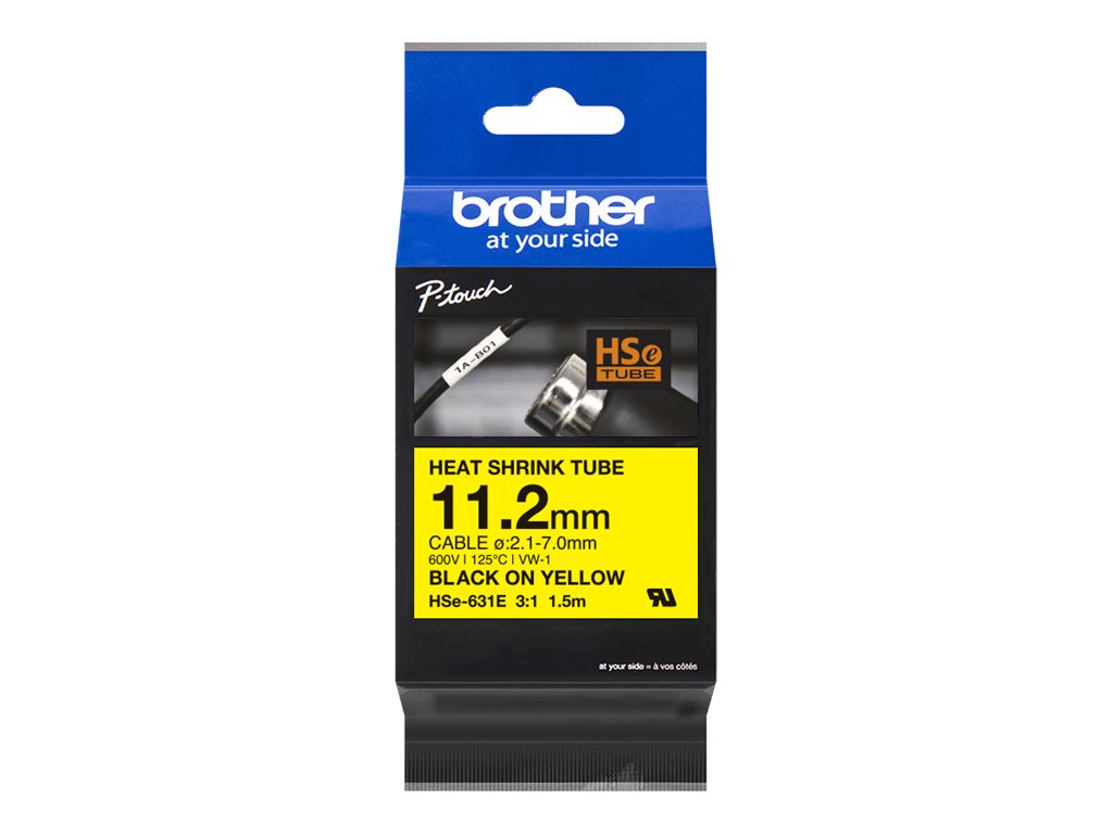 Brother HSe-631E - Schwarz auf Gelb - Rolle (1,12 cm x 1,5 m)