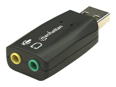 IC Intracom Manhattan USB-A Sound Adapter, USB-A to 3.5mm Mic-in and Audio-Out ports, 480 Mbps (USB 2.0)