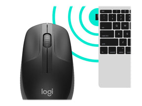 Logitech M190 - Maus - optisch - 3 Tasten - kabellos - kabelloser Empfänger (USB)