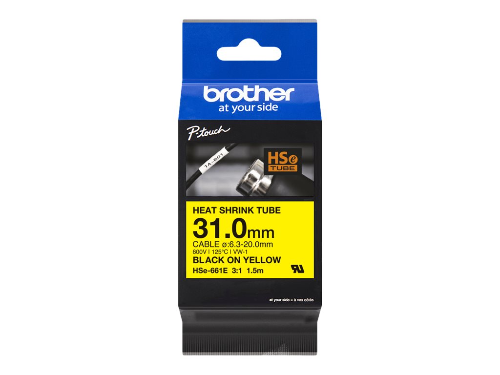 Brother HSe-661E - Schwarz auf Gelb - Rolle (3,1 cm x 1,5 m)