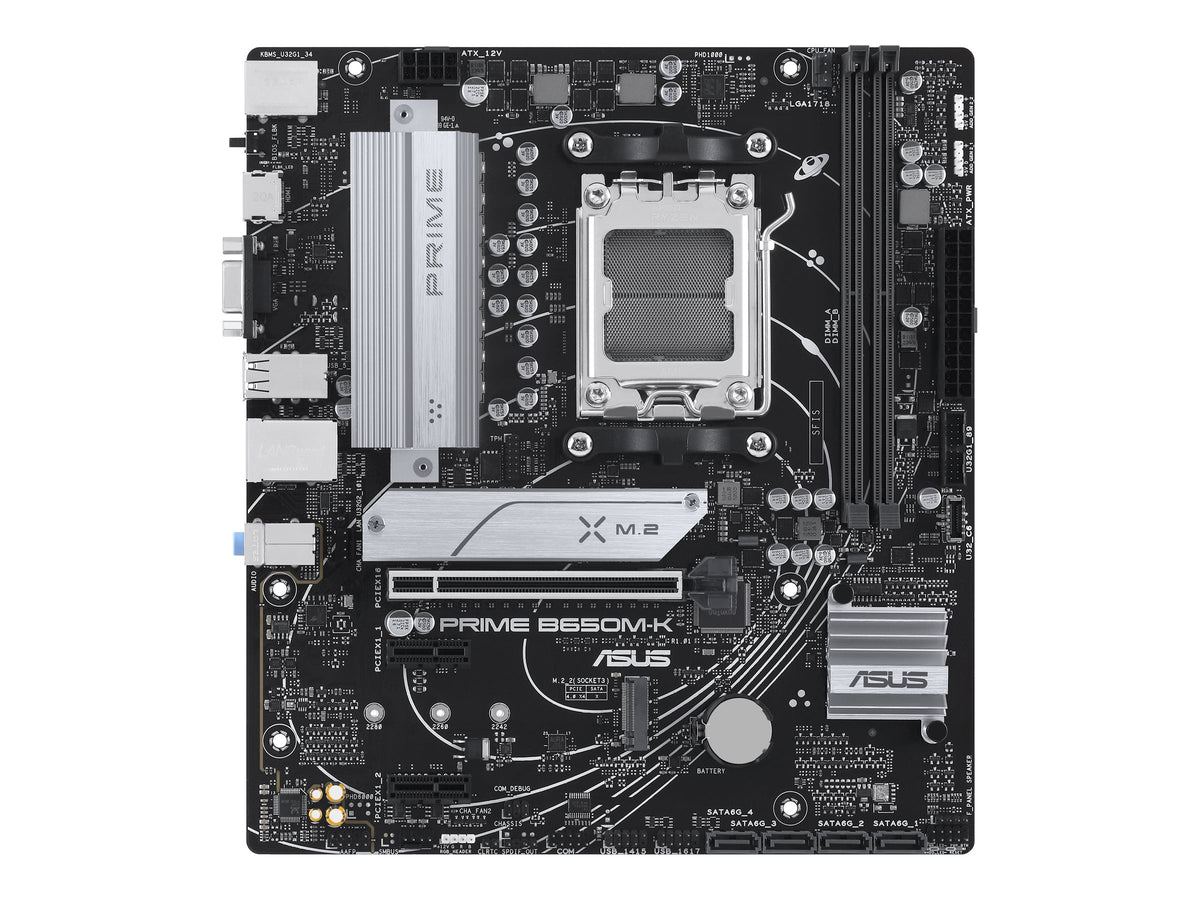 ASUS PRIME B650M-K - Motherboard - micro ATX - Socket AM5 - AMD B650 Chipsatz - USB 3.2 Gen 1, USB 3.2 Gen 2, USB-C 3.2 Gen 1 - 2.5 Gigabit LAN - Onboard-Grafik (CPU erforderlich)