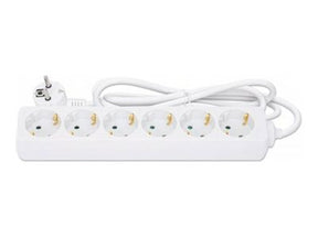 Manhattan Power Distribution Unit EU (2-pin), x6 gang/output, 2m cable, 16A, White, Extension Lead, PDU, Power Strip, Three Year Warranty - Steckdosenleiste - AC 220-250 V - 3680 Watt - Eingabe, Eingang Typ F - Ausgangsanschlüsse: 6 (Typ F)