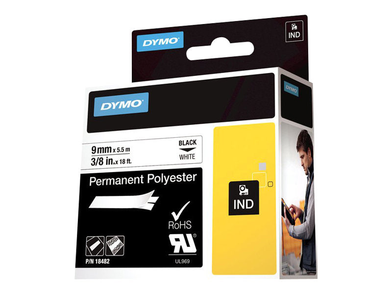 Dymo Rhino - Polyester - Schwarz auf Weiß - Rolle (0,9 cm x 5,5 m)