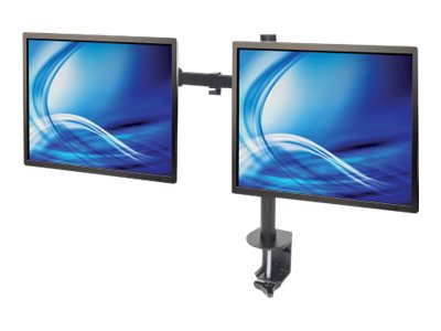 Manhattan TV & Monitor Mount, Desk, Full Motion, 2 Screens, Screen Sizes: 10-27", Black, Clamp Assembly, Dual Screen, VESA 75x75 to 100x100mm, Max 8kg (each)