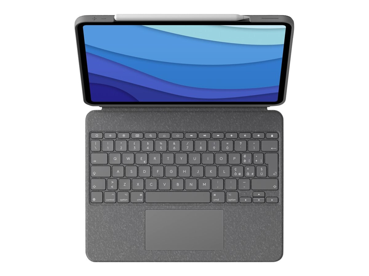 Logitech Combo Touch - Tastatur und Foliohülle - mit Trackpad - hintergrundbeleuchtet - Apple Smart connector - QWERTY - Italienisch - Oxford Gray - für Apple 12.9-inch iPad Pro (5. Generation)