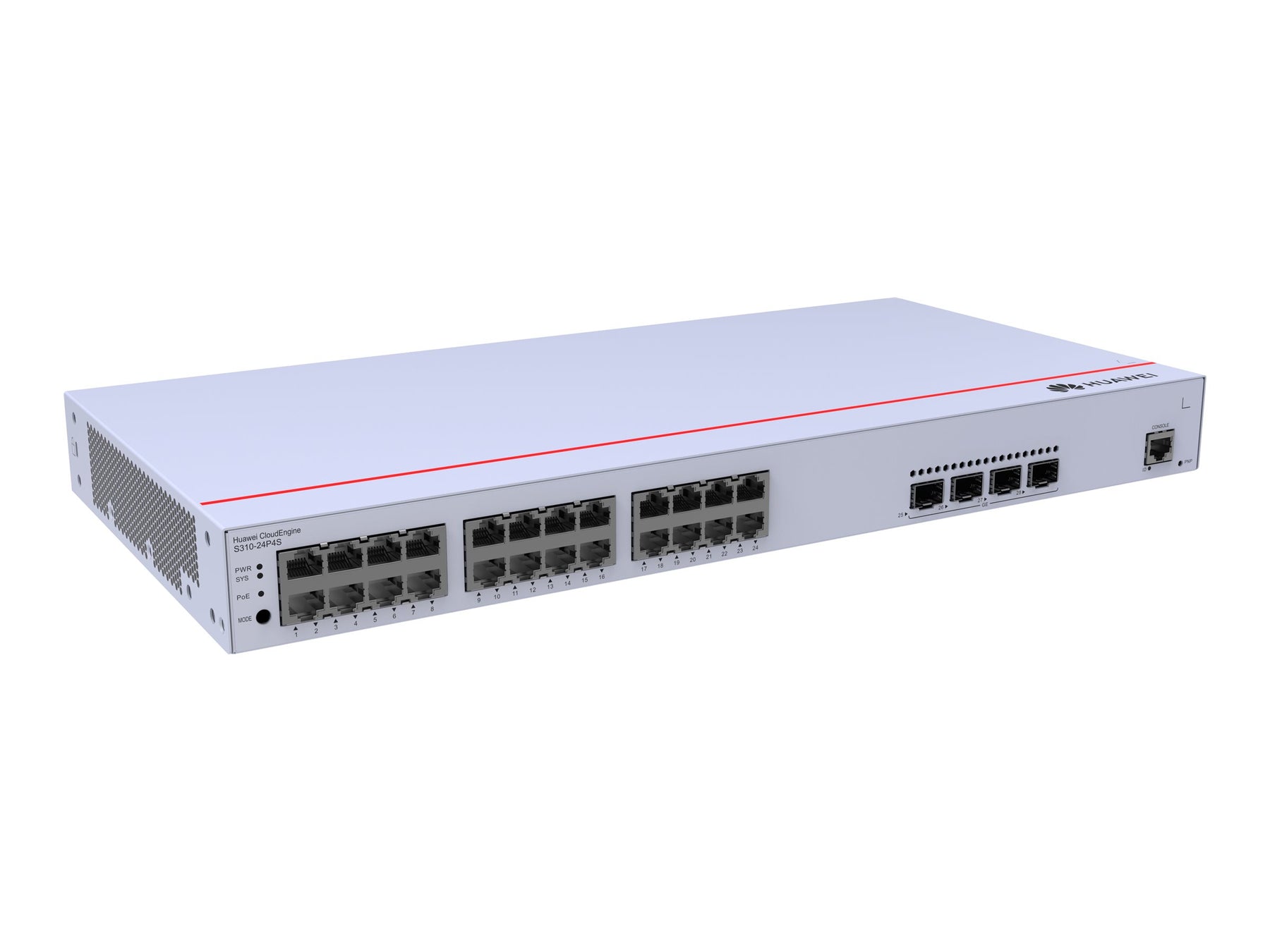 Huawei CloudEngine S310-24P4S - Switch - managed - 24 x 10/100/1000 + 4 x Gigabit SFP - Seite-zu-Seite-Luftstrom - an Rack montierbar - PoE+ (400 W)