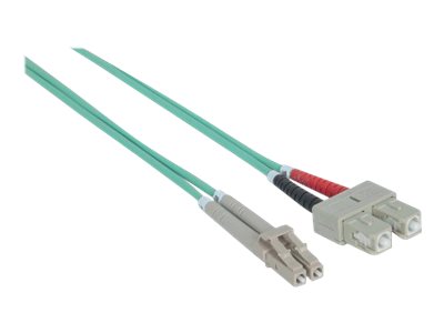 Intellinet Fibre Optic Patch Cable, OM3, LC/SC, 1m, Aqua, Duplex, Multimode, 50/125 Âµm, LSZH, Fiber, Lifetime Warranty, Polybag - Patch-Kabel - SC multi-mode (M)