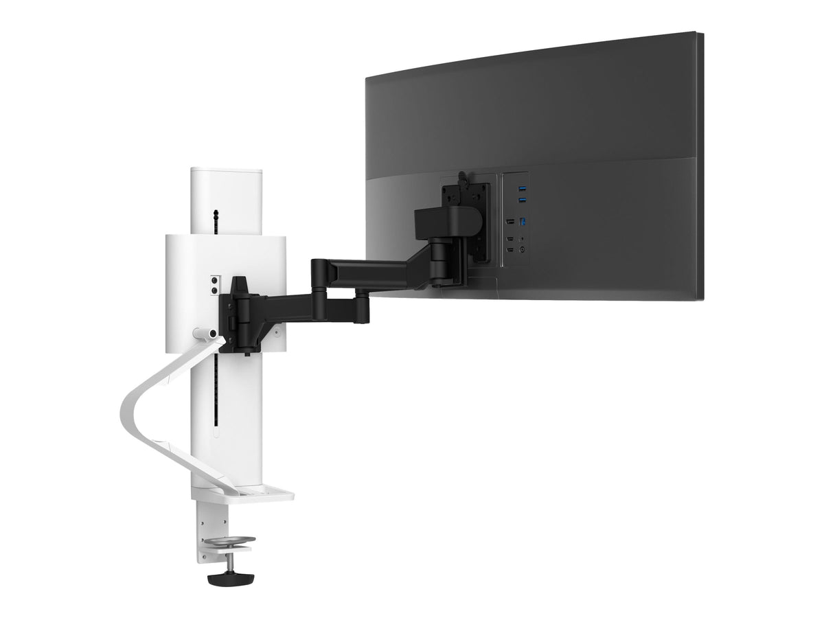 Ergotron TRACE - Befestigungskit (Pivot, Basis, VESA-Abstandshalter, Hubsäule, Verlängerungsarm, 2-teilige Tischklemme, Kabelmanagement-Kanal) - Patentierte Constant Force Technologie - für LCD-Display - weiß - Bildschirmgröße: 54.6-96.5 cm (21.5-38")