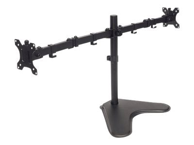 Manhattan TV & Monitor Mount, Desk, Double-Link Arms, 2 screens, Screen Sizes: 10-27", Black, Stand Assembly, Dual Screen, VESA 75x75 to 100x100mm, Max 8kg (each)