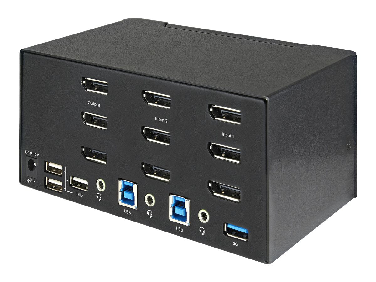 StarTech.com 2 Port DisplayPort KVM Switch - 4K 60 Hz UHD HDR - DP 1.2 KVM Umschalter mit USB 3.0 Hub mit 2 Anschlüssen (5 Gbit/s)