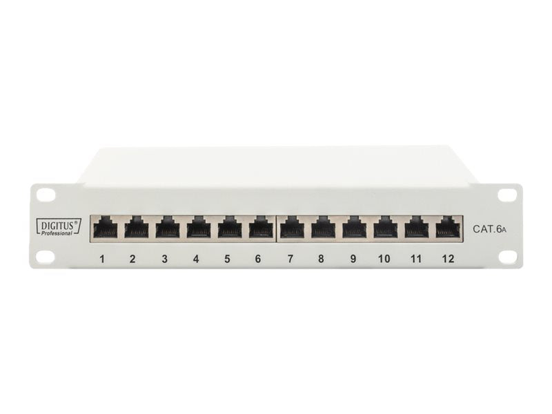 DIGITUS CAT 6A Patch Panel, geschirmt, 12-Port, 1HE, 10", grau