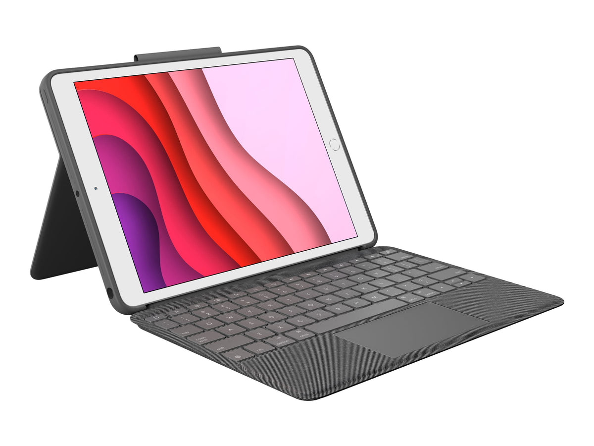 Logitech Combo Touch - Tastatur und Foliohülle - mit Trackpad - hintergrundbeleuchtet - Apple Smart connector - QWERTY - Spanisch - Graphite - für Apple 10.2-inch iPad (7. Generation, 8. Generation, 9. Generation)