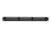 Intellinet 24-Port Cat6a Patchpanel, geschirmt, 24 Ports, FTP, 1 HE, Klemmleisten mit 90 Grad abgewinkelten Kabeleinführungen, schwarz - Patch Panel - CAT 6a - FTP - RJ-45 X 24 - Schwarz - 1U - 48.3 cm (19")