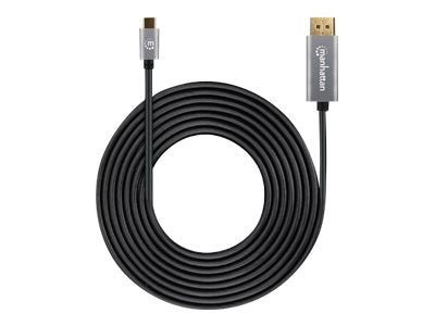 Manhattan USB-C to DisplayPort 1.4 Cable, 8K@60Hz, 3m, Male to Male, Black, Three Year Warranty, Polybag - USB/DisplayPort-Adapter - USB-C (M)