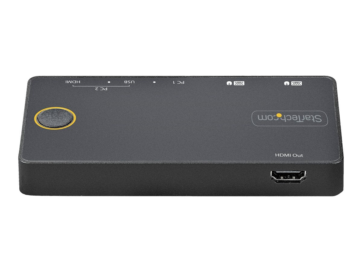 StarTech.com 2 Port Hybrid KVM Switch HDMI + USB-A & USB-C - 4K 60Hz HDMI 2.0 Monitor - Kompakter Desktop und/oder Laptop HDMI KVM Umschalter - USB Bus Powered - Thunderbolt 3 Kompatibel (SV221HUC4K)