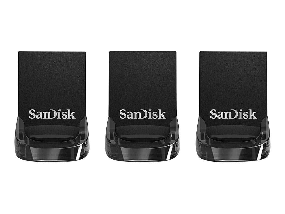 SanDisk Ultra Fit - USB-Flash-Laufwerk - 32 GB - USB 3.1 - Schwarz (Packung mit 3)