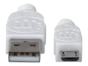 Manhattan USB-A to Micro-USB Cable, 1m, Male to Male, White, 480 Mbps (USB 2.0)