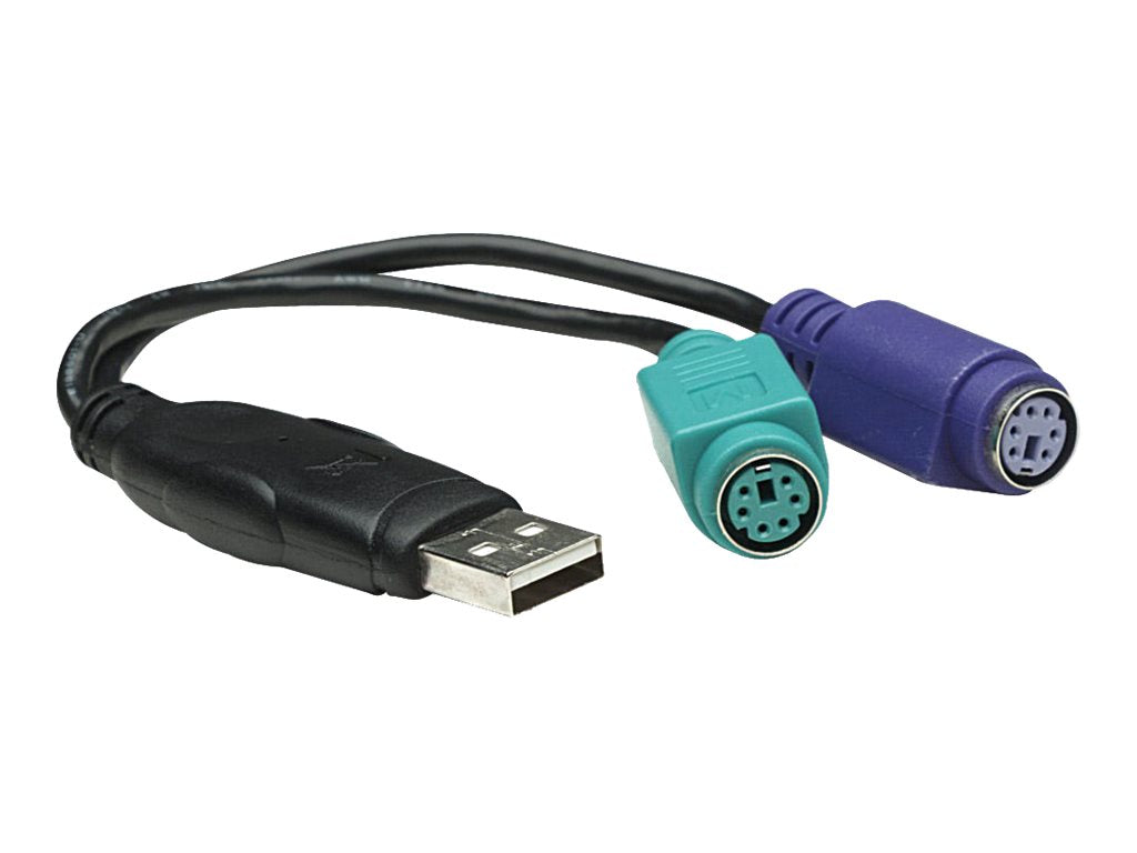 IC Intracom Manhattan USB-A to PS/2 Converter cable, 15cm, Male to Female, Black, Connects Two PS/2 Devices via One USB-A Port, Equivalent to Startech USBPS2PC, Three Year Warranty, Blister - Tastatur- / Maus-Adapter - PS/2 (W)