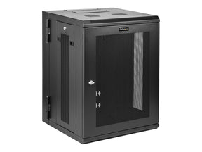 StarTech.com 15HE Wandmontage Server Rack - bis zu 51cm tief - Gehäuse mit Scharnier - Netzwerkschrank - Server Schrank - Schrank Netzwerkschrank - 4 Pfosten - geeignet für Wandmontage - Schwarz - 15U (16")