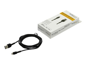 StarTech.com 2m USB-A auf Lightning-Kabel - Hochbelastbare, robuste Aramidfaser - USB Typ-A auf Lightningkabel - Lade-/Synchronisationskabel - Apple MFi-zertifiziert iPad/iPhone 12 - Schwarz (RUSBLTMM2MB)