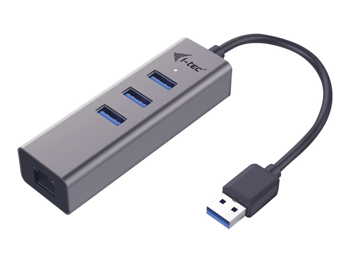 i-tec USB 3.0 Metal 3-Port - Hub - 3 x SuperSpeed USB 3.0 + 1 x 10/100/1000